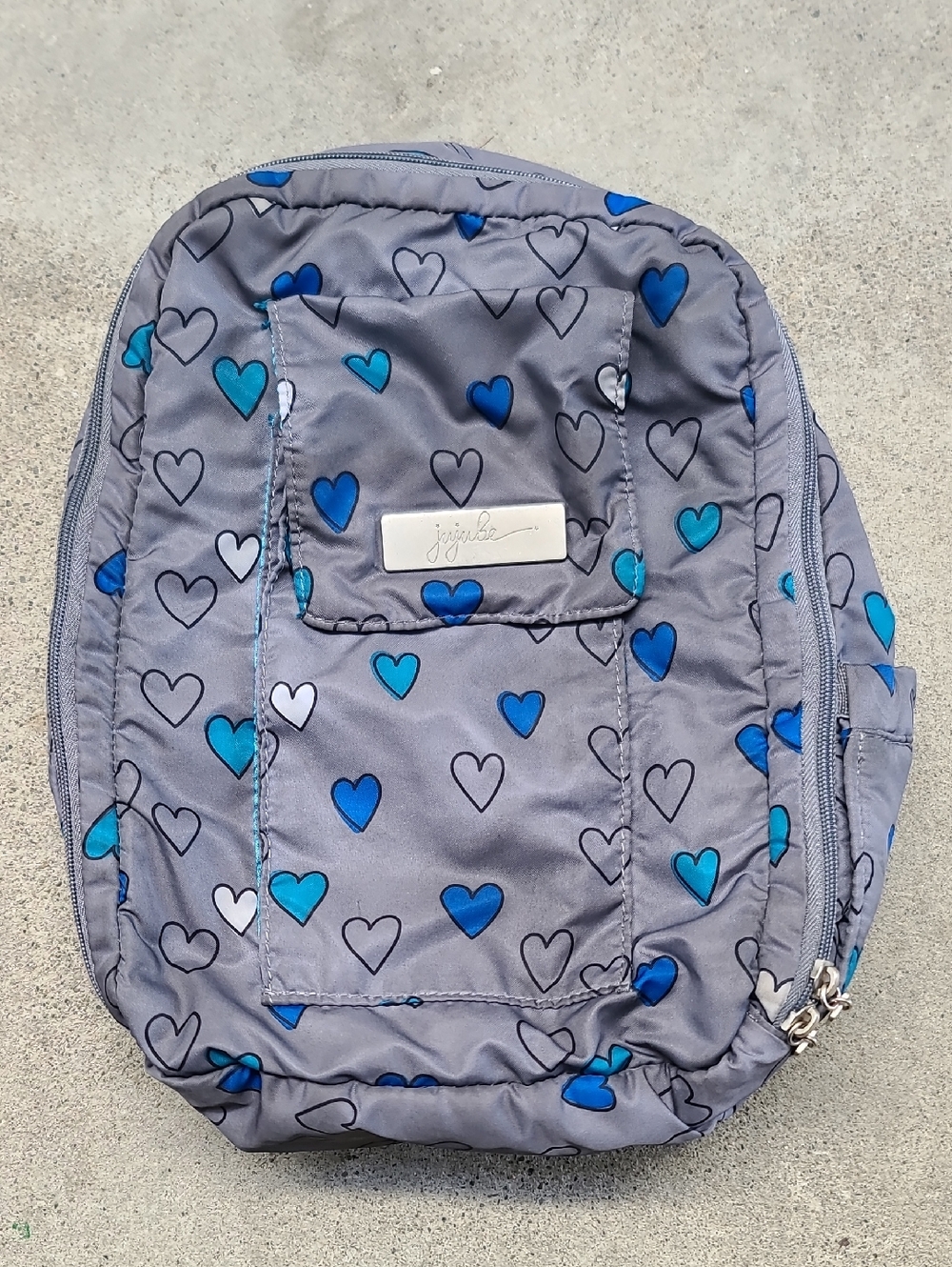 Ju-Ju-Be Gray Mini Bag with Blue Heart Print